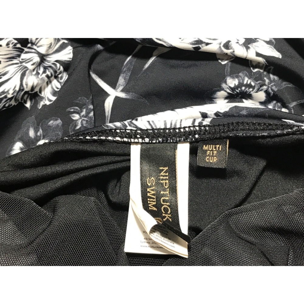 Nip Tuck Slimming Swimsuit size 10 Black Floral Runched Bandeau One Piece - Picture 16 of 16